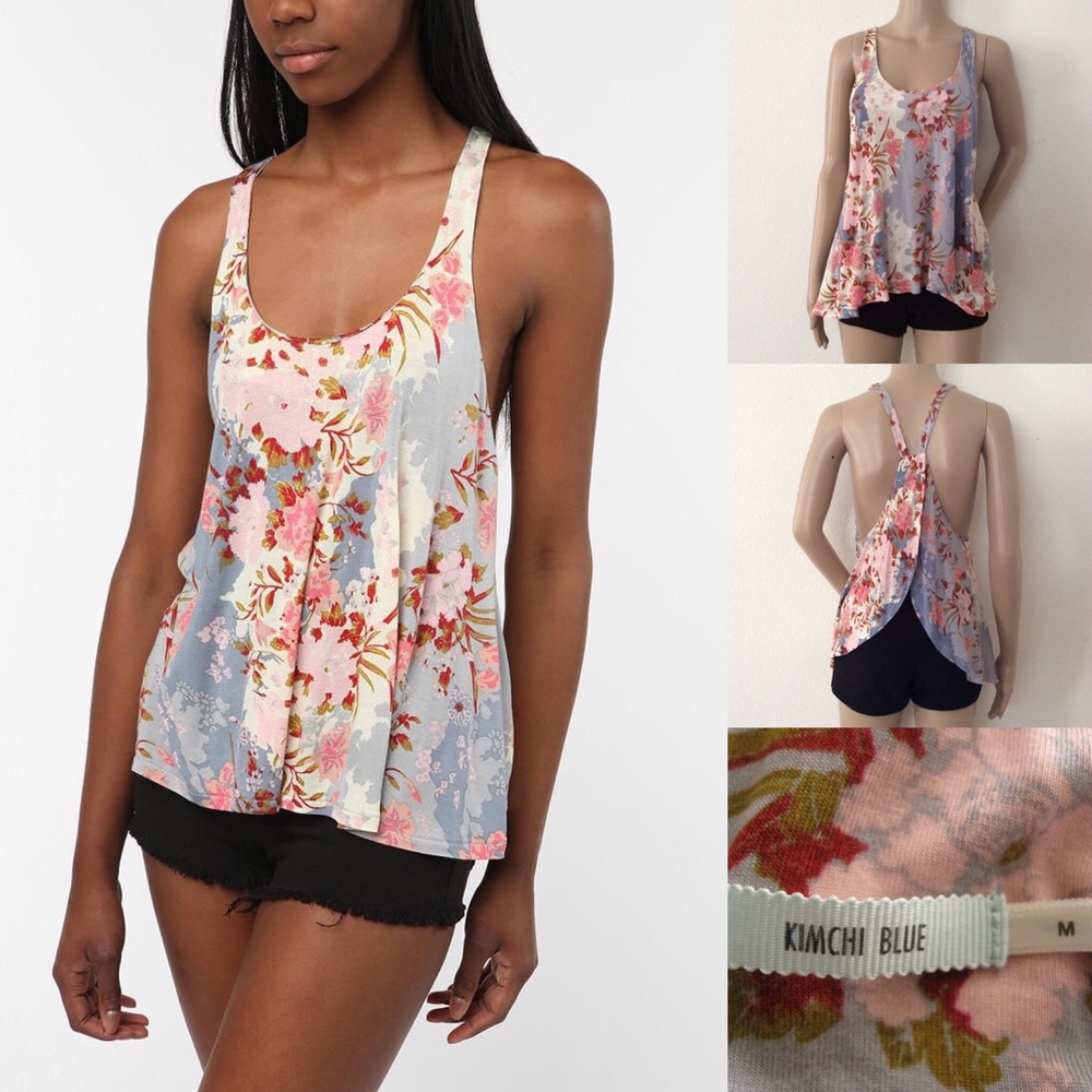 UO Kimchi Blue Tulip Back Floral Flowy Tank M - Picture 3 of 8